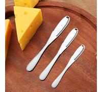3 cuchillos de mantequilla plateados, 3 en 1 de acero inoxidable, rizador, cortador y esparcidor, utensilios de cocina para queso, maní