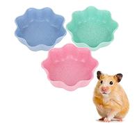 3 cuencos de comida para hámster, pequeños y bonitos platos para hámster, ratas, ratones y otros animales pequeños (rosa, verde y azul)