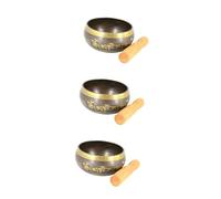 3 cuencos tibetanos para cantar, palo de mazo de madera, instrumento musical tibetano, cuenco de meditación Zen, accesorios para pasteles de bosque, cuenco para cantar y meditación, cuenco para can
