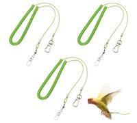 3 cuerdas de vuelo para loros, cadena de 5 m para entrenamiento de vuelo, correa para loros, arnés de entrenamiento con cordón elástico antimordeduras (verde)
