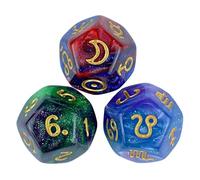 3 dados acrílicos de astrología, número de planeta, dados de 12 caras, herramienta de adivinaciones, tarots, constelaciones, dados fáciles de usar, dados de constelaciones