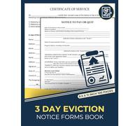 3 Day Eviction Notice Forms Book: Notice to Pay Rent or Vacate Form | Landlord to Tenant Notice to Quit | 50 Forms