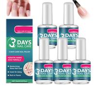 3 Days Nail Care,Keratin Amino Acid Formula Nail Strengthener for Weak & Damaged Nails,16ml Growth Serum & Clear Polish Treatment Promotes Strength and Flexibility (5PCS)