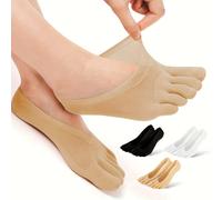 3 de Calcetines para Mujer, Dedos Sin Mostrar, Separadores de Dedos Bajos con Compresión, Diseño y Transpirable - Antideslizantes para Uso Diario