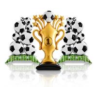 3 decoraciones para fiestas de fútbol: juego de globos de gran tamaño de fútbol y trofeo, decoración de la Copa del Mundo 2026, accesorios para fiestas temáticas de deportes/cumpleaños para