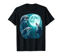 3 Delfines Nariz de Botella Aullando a la Luna Meme Maldito Divertido Camiseta