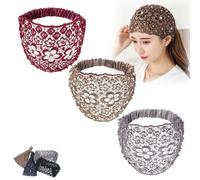 3 diademas anchas de cristal y perlas, juego de diademas bohemias, encaje de perlas florales, accesorios para el cabello (A-b, talla única)