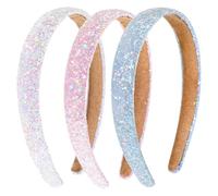 3 diademas antideslizantes con purpurina y lentejuelas brillantes para niños, diademas anchas acolchadas para el pelo, bonitos accesorios para el cabello para fiestas de cumpleaños, recuerdos de