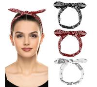 3 diademas de cachemira, bandanas elásticas de cachemira con orejas de conejo, pañuelo retro para mujer, bandana bohemia con lazo, para niña, mujer, yoga, fitness, uso diario, carnaval o fiesta