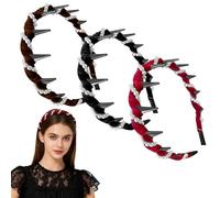 3 diademas de perlas artificiales para mujer, diademas de gracia para el pelo con diamantes de imitación, para fiestas de cumpleaños, regalos de San Valentín (negro/rojo/marrón)