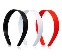 3 Diademas de Plástico de 1 Pulgada de Ancho con Dientes Diadema de Plástico Dura Lisa Aros Bandas de Cabeza Artesanales Antideslizantes Accesorios DIY para Cabello (Negro, Blanco, Rojo)