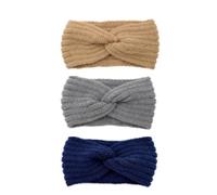 3 diademas de punto para mujer, diademas de invierno, con nudo de torsión, banda de pelo deportivo, banda elástica para la cabeza de ganchillo, calentadores de orejas, diademas cálidas, diademas de