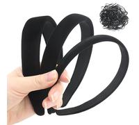 3 diademas de terciopelo para mujer, color negro, sólido, simple, para niñas, anchas, medianas y finas, accesorio de moda para mujer, con 1 paquete de 100 pequeñas gomas negras
