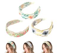 3 diademas florales para mujer, diademas de primavera para mujer con exquisito diseño bordado, para cualquier peinado o peinado (rosa, amarillo, verde)