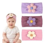 3 diademas para bebé niña, diademas florales, diademas elásticas, cintas para el cabello para recién nacidas, accesorios suaves para el cabello hechos a mano para recién nacidas, niñas y niños.
