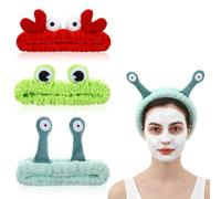 3 diademas para el pelo cosmética con animales, para lavar la cara, maquillarse, rana y cangrejo, diademas faciales divertidas para desmaquillarse, ducharse, cuidado de la piel, belleza