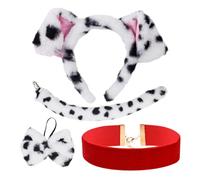 3 diademas para perro, 1 collar de terciopelo, orejas dálmatas, juego de diadema, ropa para perros para niños, diadema dálmata, ropa de dálmata