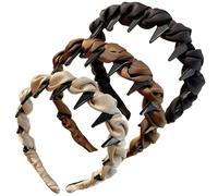 3 diademas vintage de cráneo alto, elegantes diademas de cráneo alto con dientes, bandas decorativas antideslizantes para el cabello para niñas y mujeres, para mujeres