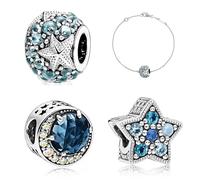 3 dijes de estrella de mar de plata de ley con circonita cúbica, cuentas colgantes de plata 925 para pulseras, compatibles con Pandora y otras pulseras europeas, regalo de Pascua, día de la madre para