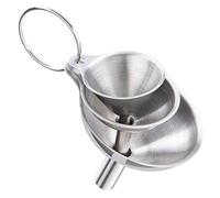 3 embudos de cocina de acero inoxidable, sin derrames, embudos de metal de grado alimenticio para transferir líquidos, líquidos, ingredientes y polvo