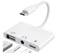 【3 en 1】 Adaptador USB C a 3.5mm Jack HiFi de Auriculares con Cargador USB OTG Adaptador, Tipo C a Aux Audio Auriculares Splitter para Samsung Galaxy S22 Ultra S21 S20, i-Pad Pro, Xiaomi