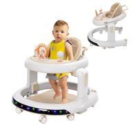 3 en 1 Andador Bebes,6 Altura Ajustable y 2 Niveles Asiento Ajustable,BabyWalker con Ruedas Silenciosas de 360°, Bandeja de Cena y Bandeja de Actividad Musical Extraíble,para Bebés de 6 a 18 Meses