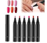 3 en 1 bolígrafo de esmalte de uñas, Polishey Nail Polish Pens, Polishey Nail Pen Set, Polishey Nails Pens, Polish Gel Pen 8 ml, Polishey Nail Polish Pens Set (A, 6 palos)