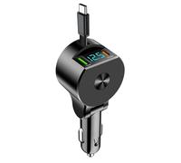 3 en 1 Cargador Coche extendido, 75W Cargador Coche Carga Rapida Retractil, Cargador Mechero USB Carga Rapida, PD 30W&QC3.0, LED Pantalla de Voltaje, para iOS, Android, Tabletas…
