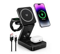 3 en 1 Cargador Inalámbrico Plegable para iPhone 17-11, Cargador MagSafe 3 en 1 Magnético, Estación de Carga Rápida para Apple Watch y AirPods, Soporte Compacto y Portátil de Nimble