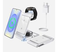 3 en 1 Cargador Inalámbrico Plegable para Samsung Galaxy S25 Ultra Plus FE S24 S23 S22 Z Flip Z Fold 7 6 5 4 3 para Galaxy Watch 8/Ultra/7/6/Classic/5/Pro/4 para Galaxy Buds Carga Rápida Adaptador 20W