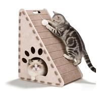 3 en 1 Cat Scratching Board & Felt Triangle Cat House - Rascador vertical para gatos de interior, Scratch Play Rest Cat Furniture Sturdy Easy Clean Cat Scratcher with Ball Toy