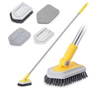 3 en 1 Cepillo de Limpieza, Kit de Cepillo y Estropajo para Bañera y Azulejos con 119cm Extensible Largo Mango Rotación de 180 Grados para Bañeras y en Azulejos Paredes de Baños Techo