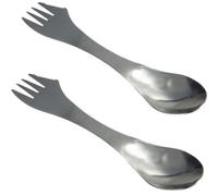 3 en 1 cubiertos de titanio para camping, cuchara, tenedor y cuchillo, vajilla multifuncional, para camping, sopa de arroz, cuchara de arroz, al aire libre, viajes, portátil, vajilla ligera para