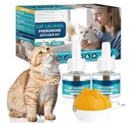 3 EN 1 Difusor Calmante Feromonas Para Gatos, Compatible con Difusores Comunes, Difusor Feromonas Gatos 60 Días para Estrés, Relajación y Ansiedad, para Gatos y Gatitos (1 Difusor + 2 Recambios)