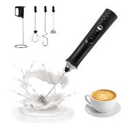 3 en 1 Espumador de Leche, Espuma USB Recargable Batidora de Leche, Portátil Espumador con 3 Desmontable Varillas, 3 Velocidades Ajustables, Batidor Electrico Pequeño para Huevos, Lattes y Capuchino