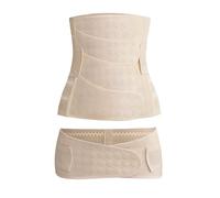 3 en 1 Faja Adominal Postparto Mujer, 4-Parches Banda de Vientre Posnatal Transpirable con Cinturón Pélvico, Control Barriga Soporte Recuperacion L XL Elástica para Vientre Cintura Pelvis, Beige (L)