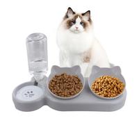 3 en 1 Gato comedero, Ajustable para Gatos y Perros Pequeños, 15° Inclinación Comederos y Bebedero