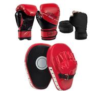 3-en-1 Guantes de Boxeo y Manoplas para Niños Niñas, 6-oz Youth Junior PU para MMA Muay Thai Karate Entrenamiento 5-12 Años