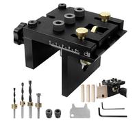 3 en 1 Guia Taladro Juego, 6/8/10/15 mm Tacos Madera Perforación Pecisa, Módulo Desmontable, Herramienta Auxiliar para Tacos con Clip Posicionamiento, Herramienta Auxiliar Perforación (negro)