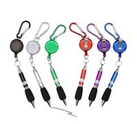 3-en-1 Handy Retractable Badge Reel Pen Clip de cinturón Llavero Carabinerm con lápiz retráctil (juego de 6)