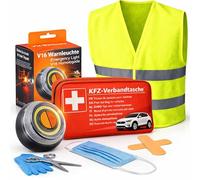 3 en 1 - Juego de primeros auxilios para coche 2026 - V16 - Luz de advertencia y kit de primeros auxilios para coche y chaleco de seguridad - Accesorios para coche y kit de averías y accidente