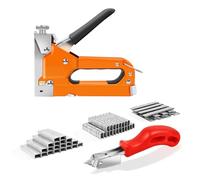 3 en 1 Kit de pistola de grapas con 3000 grapas, grapadora de acero inoxidable, grapadora de cables para madera, clavador manual Brad Nailer para madera, artesanía, carpintería, decoración DIY