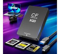 3 en 1 Lector de Tarjetas CFexpress Tipo B,XQD y SD, USB 3.1 (Gen 2) 10 Gbps Lector de Tarjetas Adaptador de Lector CF Express Tipo B con Cable UAB-A y USB-C con Windows/Mac/Linux/Android,Negro