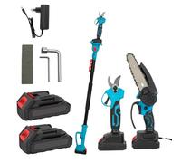 3 en 1 mini motosierra y podadora eléctrica inalámbrica de 3500 W, alta varilla telescópica de 2 m (6,56 ft), con 2 x 1,5 Ah baterías, cabezal giratorio de 180 ° para jardín, ramas, arbustos (B)