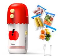 3 en 1 Mini Sellador de Bolsas Integración de Corte, Sellado Térmico y Vacío, Envasadora al Vacio Manual Incluye 20 Bolsas Vacío Alimentos, Mini Envasadora al Vacio Carga USB Vacuum Sealer-Rojo