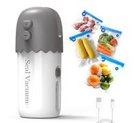 3 en 1 Mini Sellador de Bolsas Integración de Corte, Sellado Térmico y Vacío, Envasadora al Vacio Manual Incluye 20 Bolsas Vacío Alimentos, Mini Envasadora al Vacio Carga USB Vacuum Sealer-Blanco