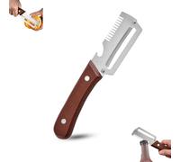 3 en 1 multiusos con mango de madera, pelador de acero inoxidable para cocina con botella, peeler de pelado de botella, pelado, slicing and open Bottles, para cocina y camping (1 unidad)