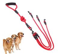 3 en 1 Perro Correas, Cuerda de Tracción para Perros Correa de Acoplador Tejido de Nylon de 3 Vías Correa de Perro de 3 Víascon Mango Acolchado Suave para Uno, Dos, Tres Perros Paseos de Mascotas