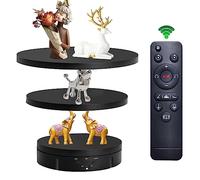 3 en 1 Plato Giratorio Electrico, Plato Giratorio Fotografia Expositor Giratorio Electrico Rotating Table Photography Control de 3 Velocidades, Max 22Lbs Carga, para Joyería Pasteles Fotografía, Negro