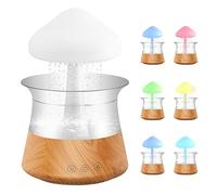 3 en 1 Rain Cloud Humidifier, Humidificador de Champiñones Nubes de Lluvia, Aromaterapia Piloto con 7 Colores Cambiantes Luces de Sonido y 3 Modos de Lluvia (Grano de Madera)